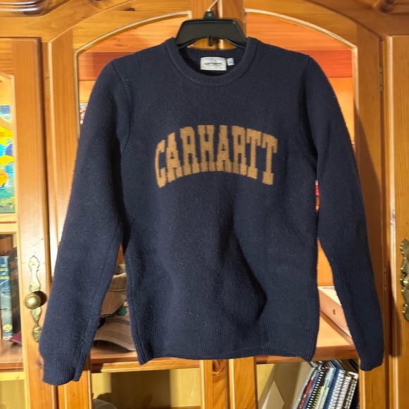Carhartt WIP university script knitted sweater in navy! Size M fit S. - Picture 2 of 5